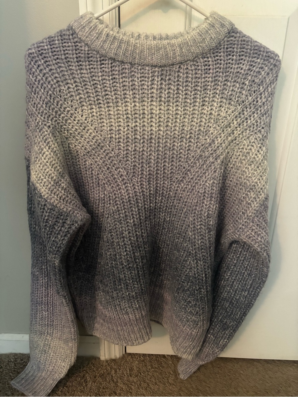 a new day Gray/purple Ombre Crewneck Sweater
